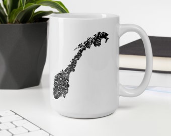 Norway typography map coffee mug