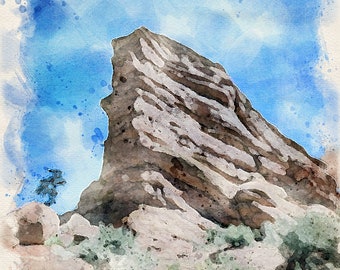 Red Rocks Denver Colorado mountain scene watercolor DIGITAL DOWNLOAD PDF print file travel wall art