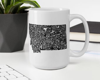 Montana state typography map coffee mug