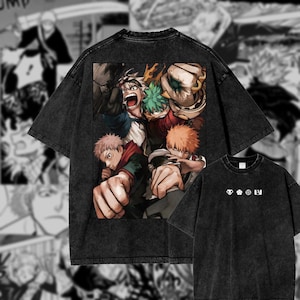 Big 4 Inspired Anime Oversized Vintage Acid Wash Shirt | Gym Pump Cover