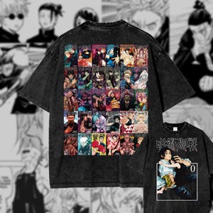 JJK Chapters Inspired Anime Oversized Vintage Acid Wash Shirt | Gym Pump Cover