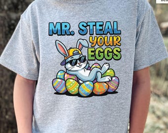 Mr. Steal Your Eggs Kids Tee | Easter Bunny Graphic Shirt