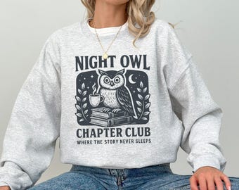 Book Lover Sweatshirt: Cozy Reading Owl Graphic Crewneck for Readers