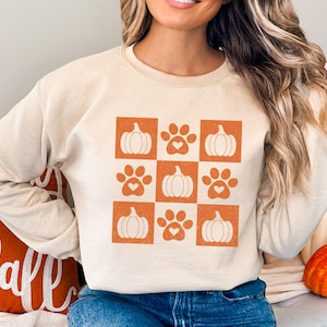 Fall Dog Mom Sweatshirt: Pumpkin Paw Print Crewneck