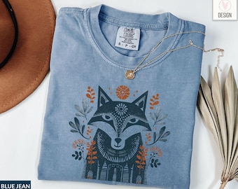 Folklore Fox Sweatshirt, Woodcut Cottagecore Crewneck