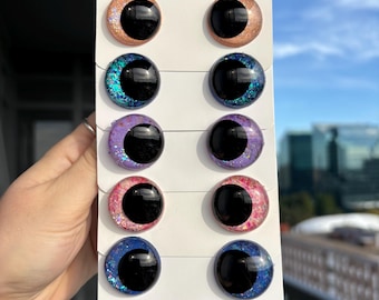Hand Painted Glitter Safety Eyes - 28mm Amigurumi Doll Supplies