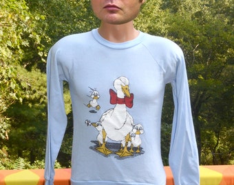 vintage 80s sweatshirt crewneck mother GOOSE animal Small xs 70s soft thin