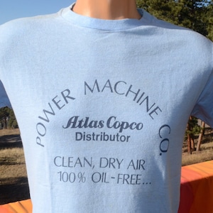vintage 70s tee POWER MACHINE atlas better mother nature t-shirt Medium Small