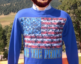 vintage 80s sweatshirt AMERICAN flag we the people patriot Small 90s crewneck