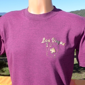 vintage 80s tee LAS VEGAS nevada shiny casino poker blackjack t-shirt Large Medium