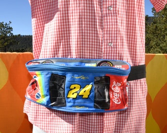vintage années 90 fannypack NASCAR jeff gordon 24 voiture arc-en-ciel hip sac fanny pack zip
