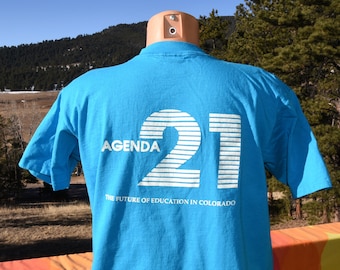 vintage 90s tee AGENDA 21 earth summit colorado nature peace t-shirt Large Medium
