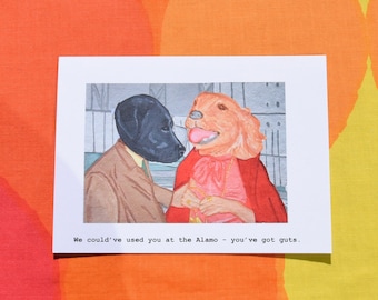 greeting card you've got guts DOGS 70s columbo parody original art print retriever