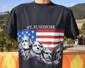 vintage 90s t-shirt MOUNT RUSHMORE san segal black tee Medium