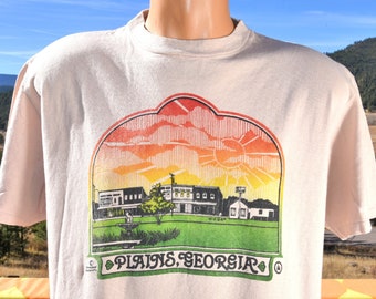 vintage 70s t-shirt JIMMY CARTER plains georgia rainbow tee Large XL