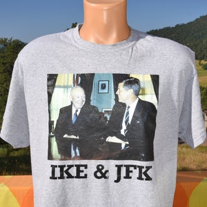 vintage 00s tee photo IKE JFK kennedy eisenhower t-shirt Large wtf political