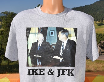 vintage 00s tee photo IKE JFK kennedy eisenhower t-shirt Large wtf political
