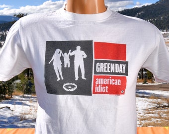 vintage 00s t-shirt GREEN DAY american idiot tour band rock music tee Small 2004