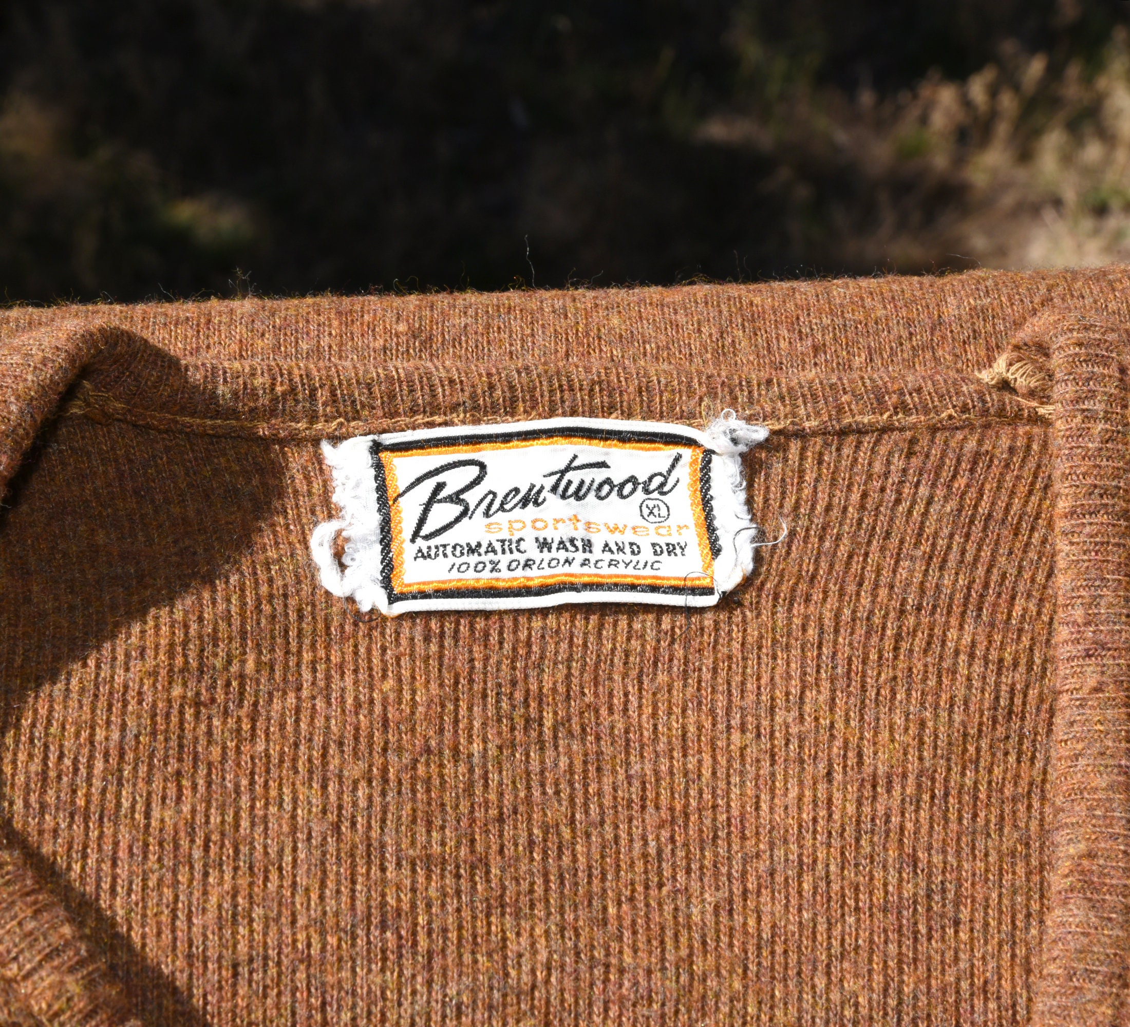 Brentwood Golf Classic Sweater M ブラウン 70s Vintage Sweater BRENTWOOD V-neck Golf Brown Gold Large