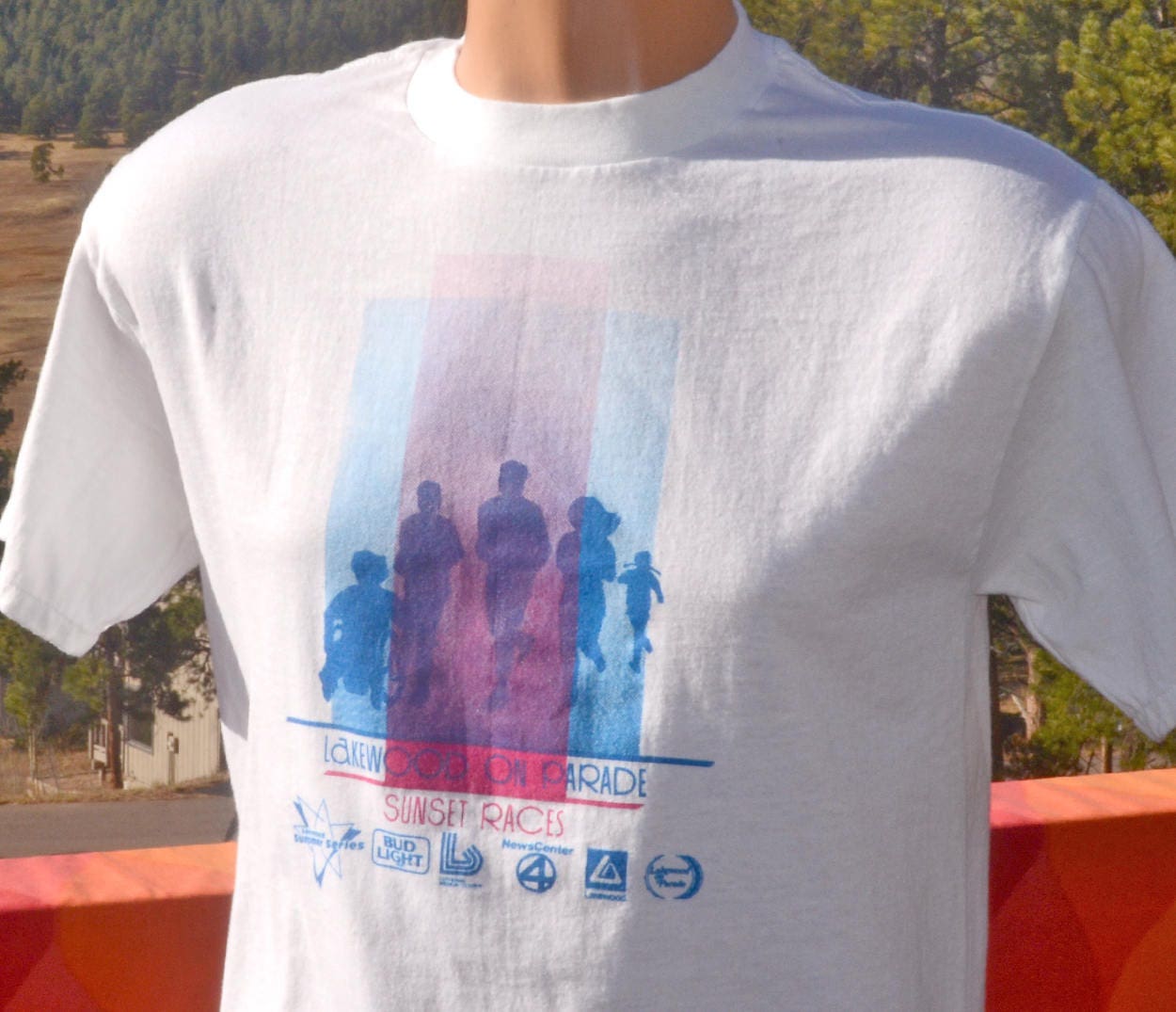 80s Vintage T-shirt LAKEWOOD Parade Run Road Race Tee Medium 
