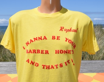 vintage 80s t-shirt BARBER honey F1 canada raphael tee Large XL screen stars wtf
