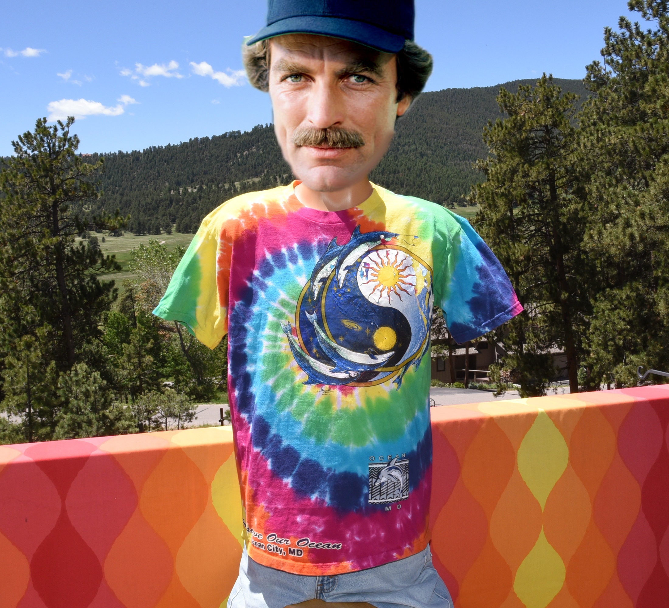Vintage 80s T-shirt Tie Dye OCEAN CITY 