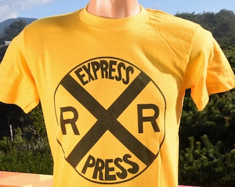 vintage 70s t-shirt EXPRESS PRESS railroad train tee Medium Small 80s