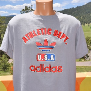 vintage 80s tee ADIDAS trefoil usa athletic dept t-shirt XL Large