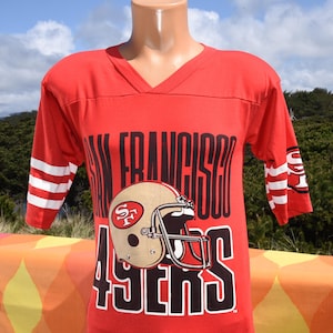 vintage 80s tee SAN FRANCISCO 49ers football jersey t-shirt v-neck Small XS