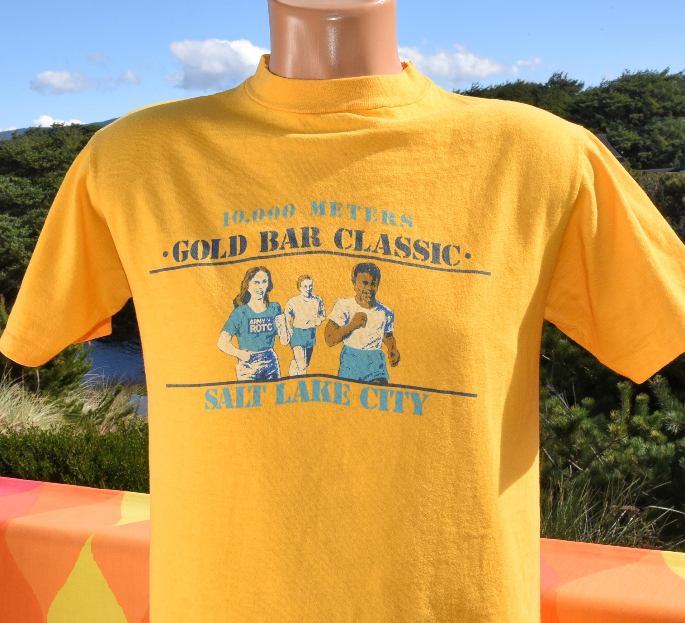 Vintage 70s Gold Bar 10K Run Tee - Salt Lake City, Hanes Cotton