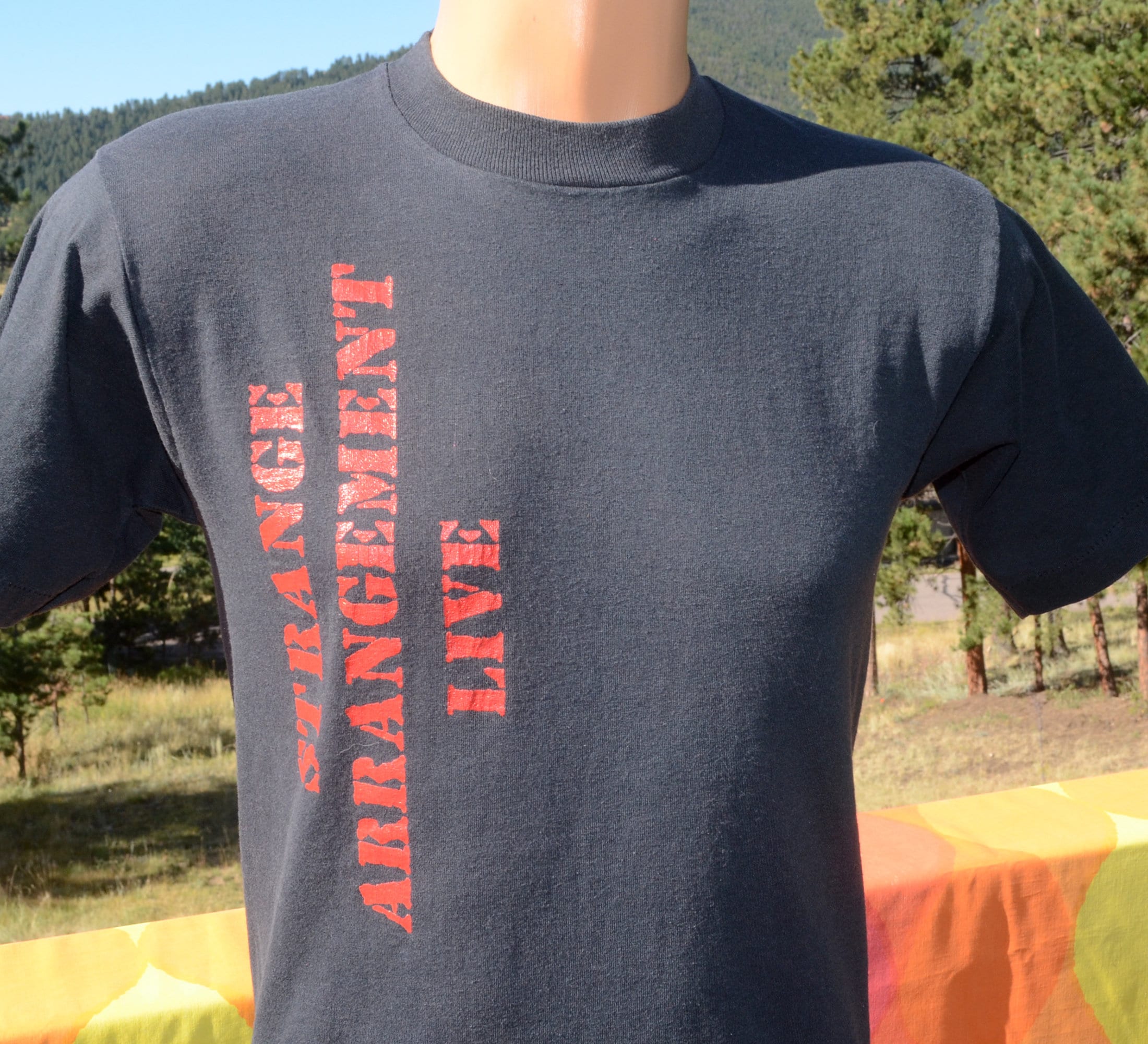 vintage 80s t-shirt STRANGE ARRANGEMENT rock band music concert tee Medium