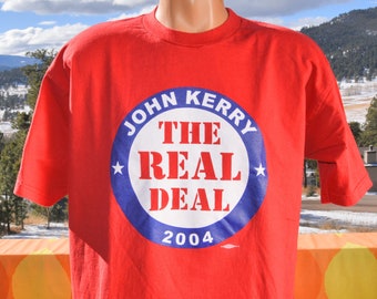 vintage 00s tee JOHN KERRY real deal election t-shirt Large XL 2004 politics union