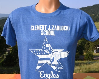 vintage 80s t-shirt ZABLOCKI elementary school milwaukee tee Medium soft thin