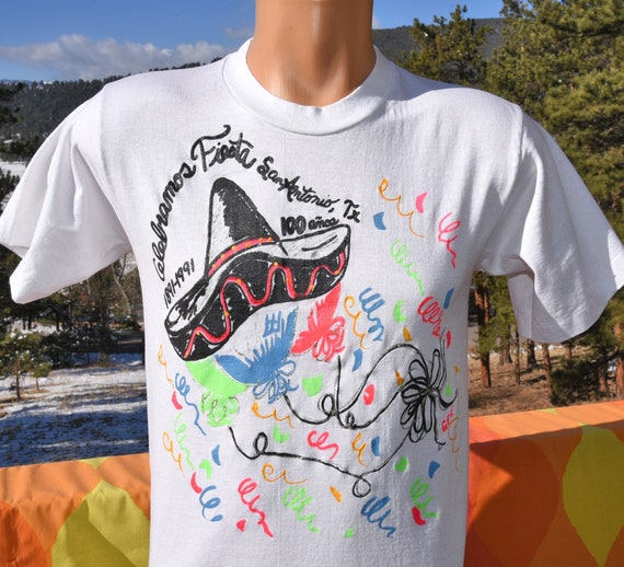 Vintage 90s T-shirt FIESTA San Antonio Texas Party Tee Medium