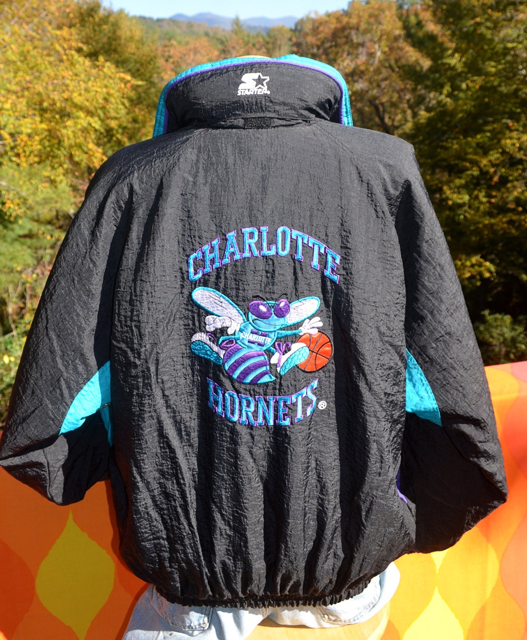 Vintage 90s Starter Jacket Charlotte HORNETS Nba Basketball Large