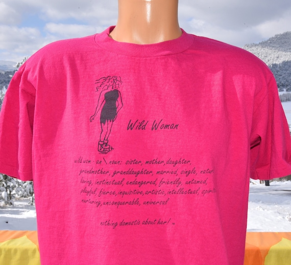 vintage 90s t-shirt WILD WOMAN feminist dictionar… - image 1