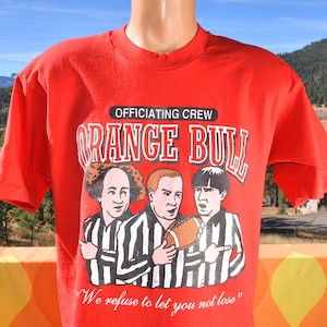 vintage 90s football t-shirt REF orange bowl bull three 3 stooges tee Large