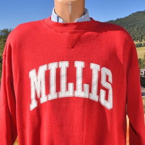vintage 80s sweatshirt MILLIS high school crewneck XL Large red