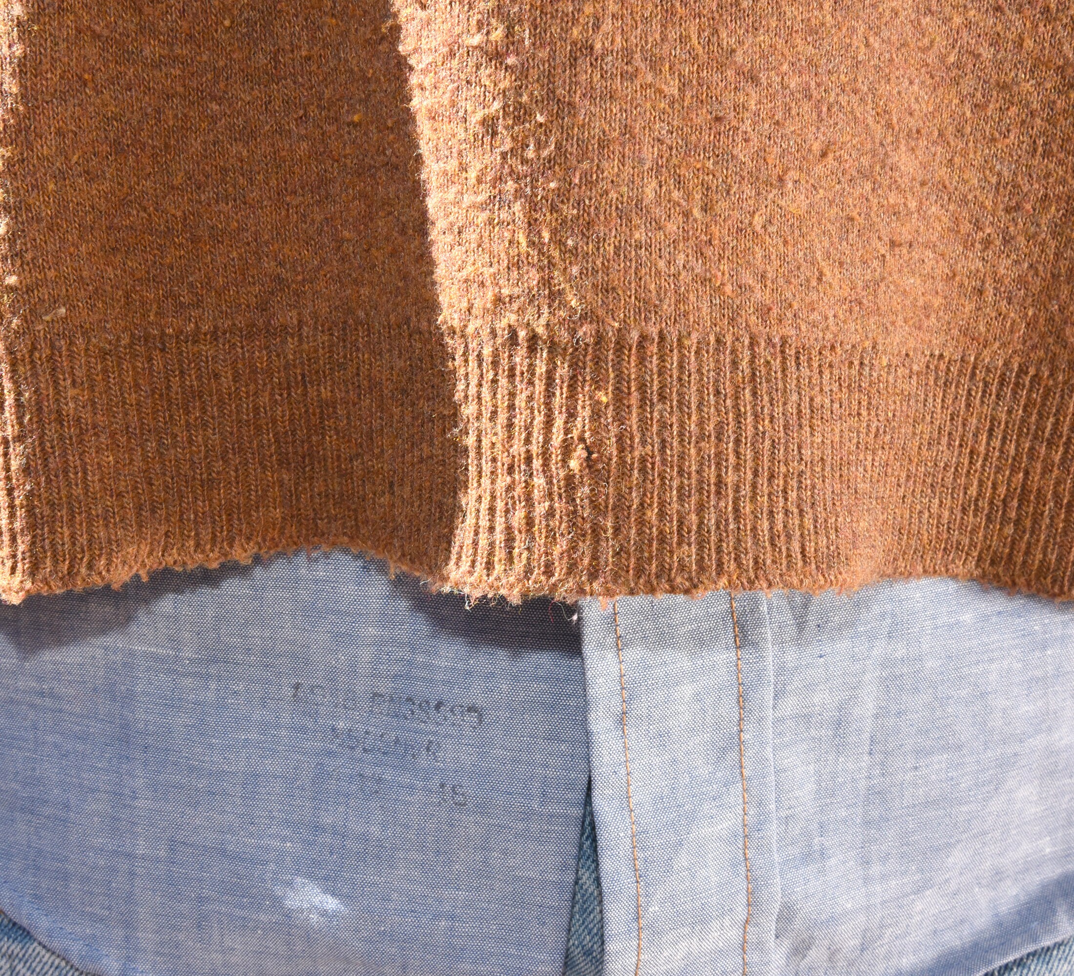 70s Vintage Sweater BRENTWOOD V-neck Golf Brown Gold Large