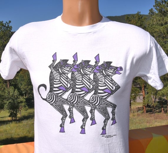 vintage 90s kid tee ZEBRA LINE art hanson animal … - image 1