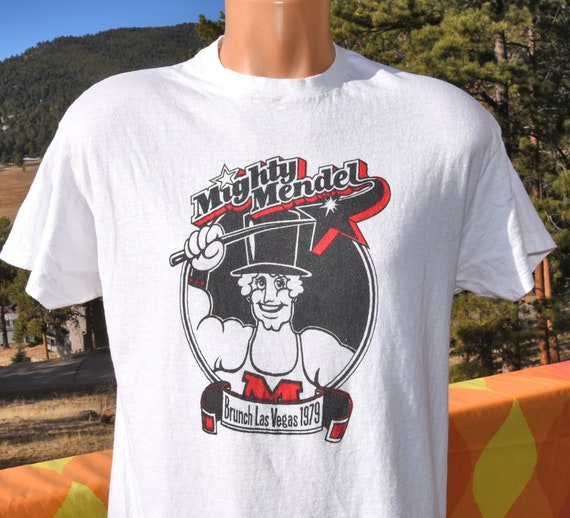 Vintage 70s T-shirt Mighty MENDEL Magic Vegas Tee Large XL 