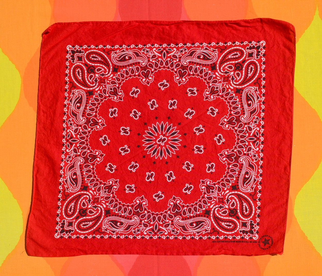 80s Vintage Bandana Scarf Hav-a-hank Red Bandanna