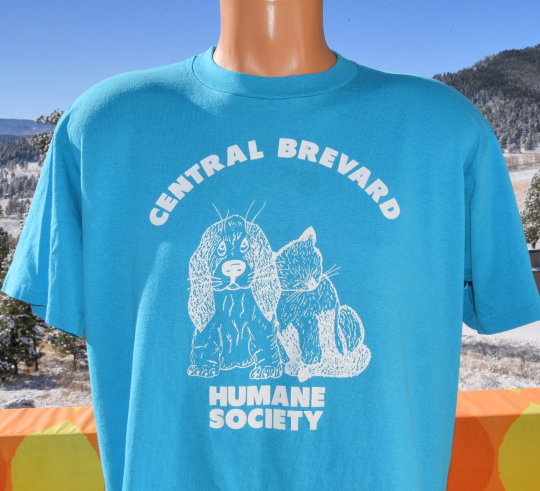 Vintage 80s Tshirt CAT DOG Brevard Humane Animal Rescue Shelter Pet