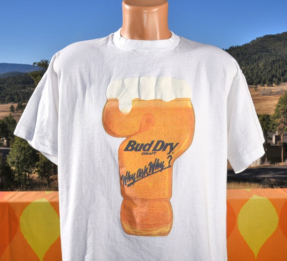 Vintage 90s T-shirt Why BUD DRY Budweiser Beer Tee XL Large - Etsy