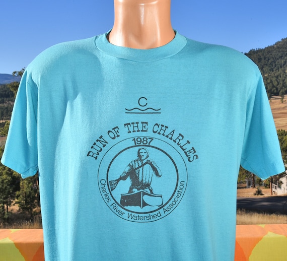 vintage 80s t-shirt run CHARLES river race tee La… - image 1