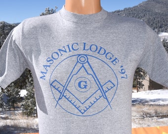 vintage 90s t-shirt MASONIC LOODGE sports jersey tee Small 13