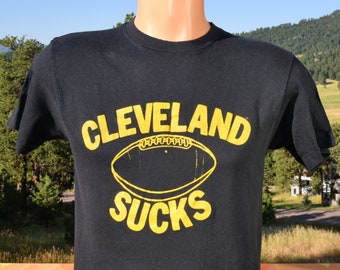 vintage 70s tee CLEVELAND SUCKS steelers nfl football t-shirt Small Medium