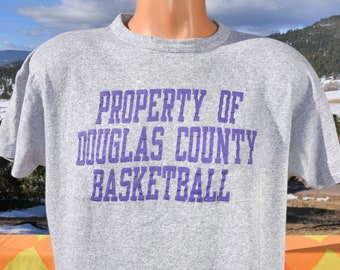 vintage 80s t-shirt DOUGLAS county gray high school basketball champion tee Large XL