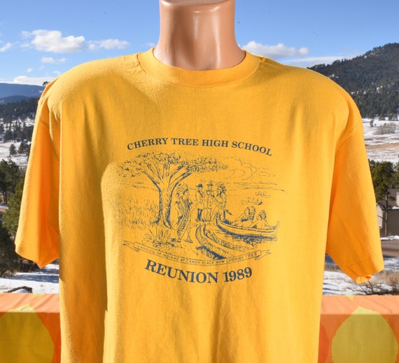 vintage 80s t-shirt CHERRY TREE high school class… - image 1