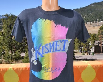 vintage 80s tee KISMET musical play opera pacific rainbow t-shirt Large Medium